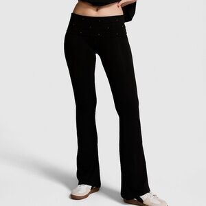 NWT Victoria's Secret PINK All Day Cotton Bling Foldover Flare Leggings, XXL